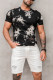 Camiseta de manga corta con estampado teñido de letras negras para hombre