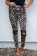 Leggings ajustados con estampado de leopardo hueco floral