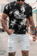 camiseta de hombre de manga corta con estampado tie dye y gráfico de letras negras