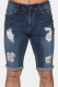 Sky Blue Men's Baseball Pattern Patchwork Skinny Distressed Jeans