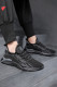 Black Men's Lace-up Mesh Knit Running Shoes