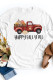 Camisa blanca de manga larga con gráfico de camión calabaza Happy Fall