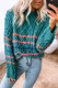 Suéter de punto con textura de bloque de color de rayas verdes