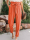 Pantalones casuales con cintura elástica de bolsa de papel naranja