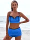 Bikini azul push up de cintura alta con copa completa