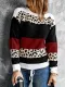 Suéter con cuello redondo y estampado de leopardo en color rojo vino