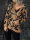 Cárdigan tipo suéter de leopardo con botones