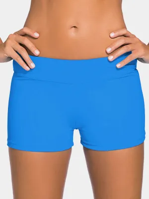 Shorts de baño azul con cinturilla ancha
