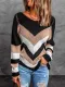 Suéter de punto con bloques de color en chevrón negro