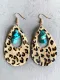 Pendientes de leopardo con decoración turquesa recortada