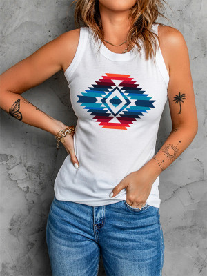 Camiseta sin mangas azteca con cuello redondo