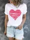 Camiseta blanca con estampado de corazones y cuello redondo Valentine