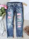 Valentine's Day Heart Patchwork Jeans