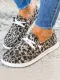 Lace-Up Leopard Flat Shoes