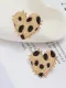 Valentine Leopard Heart Stud Earrings