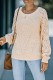 Beige Hollow-out Puffy Sleeve Knit Sweater