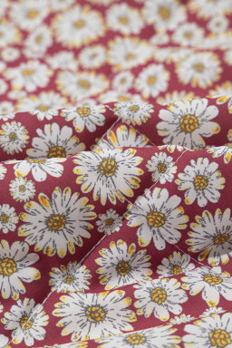 Pink Floral Print Contrast Edge Pocketed Stand Neck Jacket