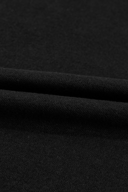Black Solid Fleece Lined Drop Shoulder Terry Sweatshirt