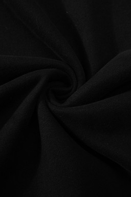 Black Solid Fleece Lined Drop Shoulder Terry Sweatshirt