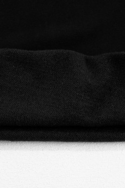 Black Solid Fleece Lined Drop Shoulder Terry Sweatshirt