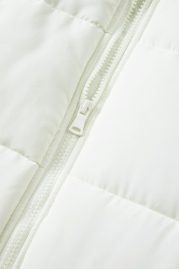 Beige  Zipper Stand Neck Oversized Puffer Vest