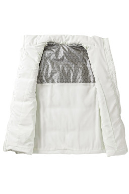 Beige  Zipper Stand Neck Oversized Puffer Vest