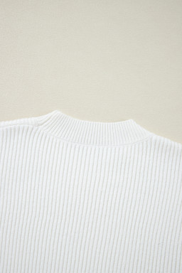 Beige Sequin Heart Shape Waffle Knit Round Neck Sweater