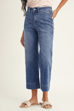 Ashleigh Blue Mineral Wash High Waist Bell Bottom Crop Jeans