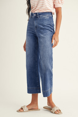 Ashleigh Blue Mineral Wash High Waist Bell Bottom Crop Jeans