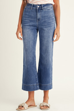 Ashleigh Blue Mineral Wash High Waist Bell Bottom Crop Jeans