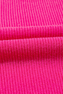 Rose Red Heart Shape Drop Shoulder Round Neck Sweater