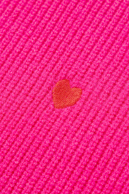 Rose Red Heart Shape Drop Shoulder Round Neck Sweater