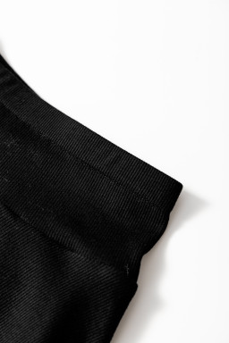 Black A-line Draped High Waist Phone Pocket Lined Skort