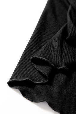 Black A-line Draped High Waist Phone Pocket Lined Skort