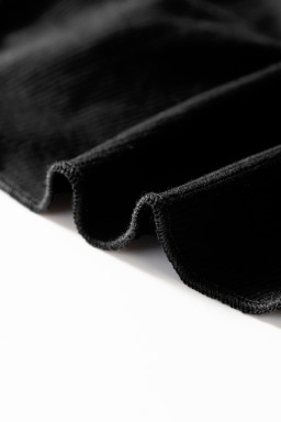 Black A-line Draped High Waist Phone Pocket Lined Skort