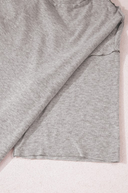 Gray Solid Color Loose Tee 2 Piece Shorts Set