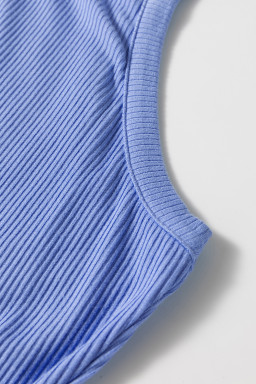 Myosotis Ribbed Vest Patchwork Tiered Midi Dress with Pockets