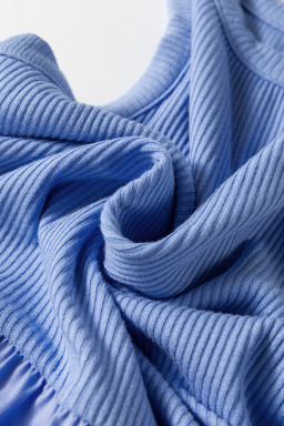 Myosotis Ribbed Vest Patchwork Tiered Midi Dress with Pockets