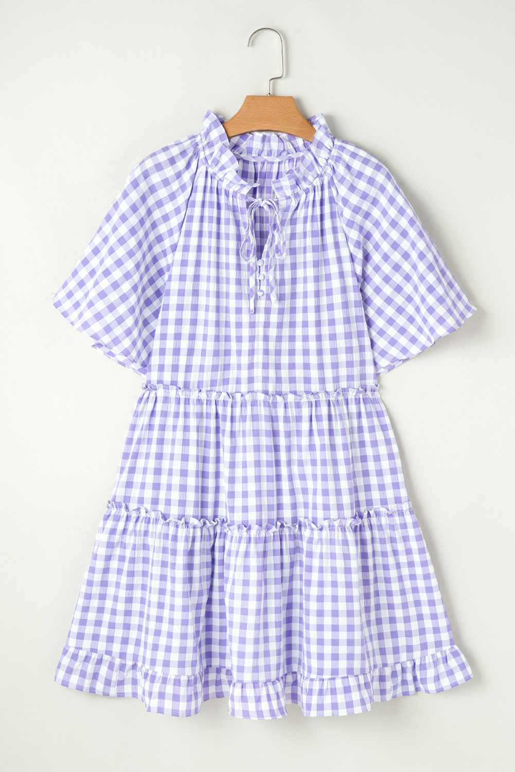 Plaid Short Sleeve Babydoll Dress main image 1