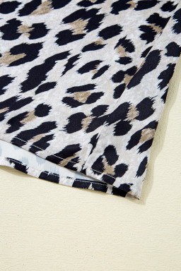 Brown Leopard Print High Waist Midi Skirt