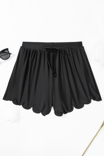 Black Scalloped Trim Beach Shorts