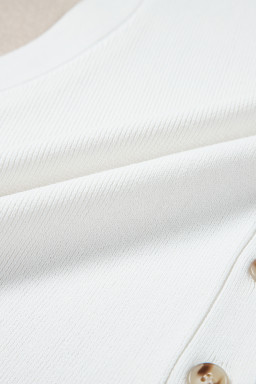White V Neck Buttoned Sweater Vest