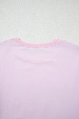 Light Pink Flag Bow Graphic Crewneck Tee