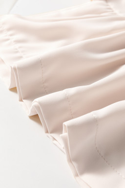 White Bow Tie Short Puff Sleeve Ruffle Hem Blouse