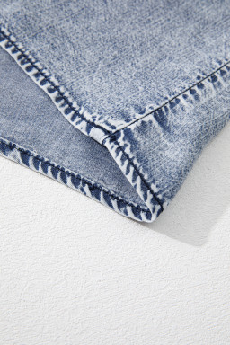 Ashleigh Blue Ruffled Shirred Neckline Sleeveless Denim Tank Top