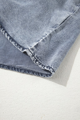 Ashleigh Blue Ruffled Shirred Neckline Sleeveless Denim Tank Top