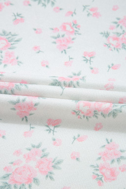 Pink Floral Lettuce Trim Tee and Shorts Ribbed Lounge Set