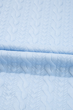 Beau Blue Contrast Trim Textured Crewneck Tee and Pocketed Skirt Set