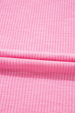 Bonbon Striped Ruffle Flutter Sleeve Ribbed Blouse