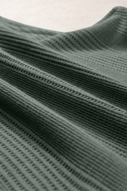 Duffel Green Solid Color Ribbed Ruffle Tank Top and Pants Set